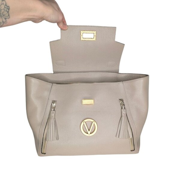 Valentino By Mario Valentino Camilla Taupe Leather Satchel w/ Strap - Picture 6 of 9